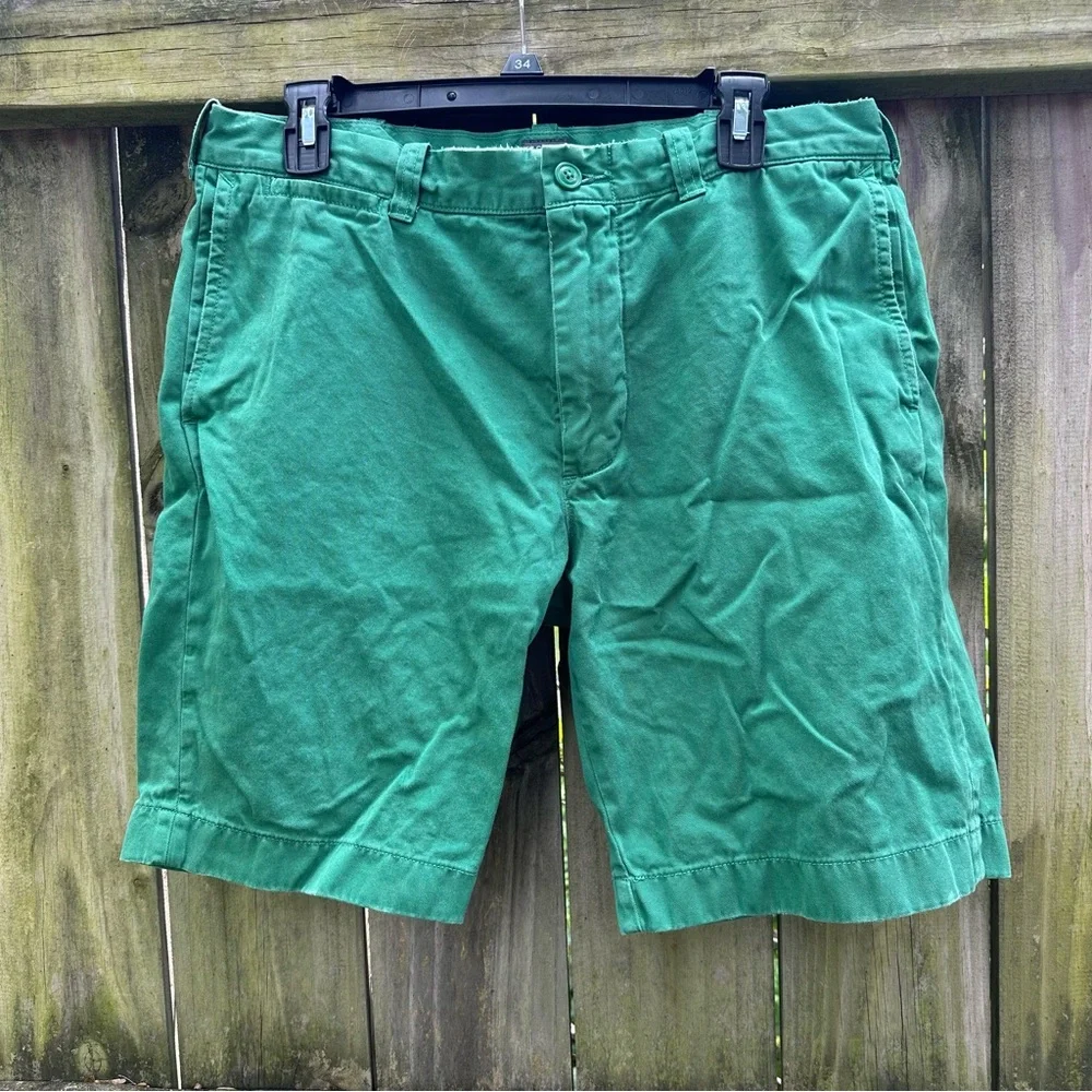 J. Crew Men’s Stanton Chino Shorts Flat‎ Front Classic Fit Green Waist Size 33